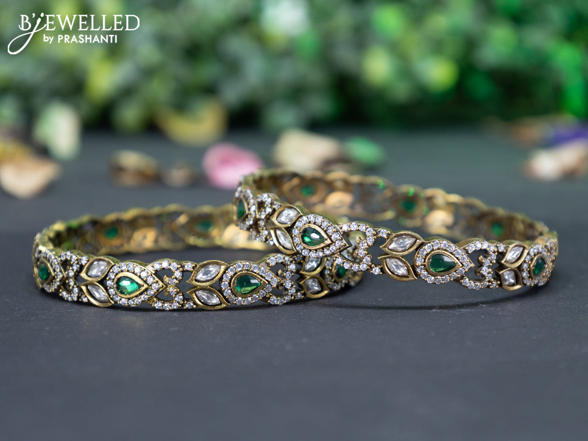 Victorian bangle with emerald and cz stones