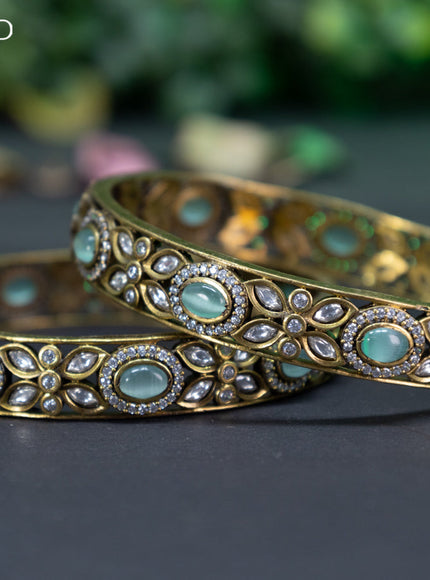 Victorian bangle with mint green and cz stones