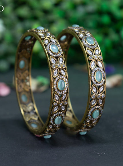 Victorian bangle with mint green and cz stones