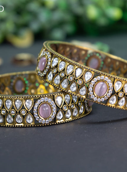 Victorian bangle with baby pink and cz stones