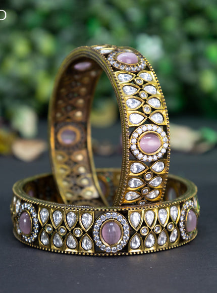 Victorian bangle with baby pink and cz stones