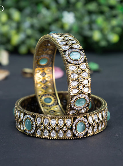 Victorian bangle with mint green and cz stones