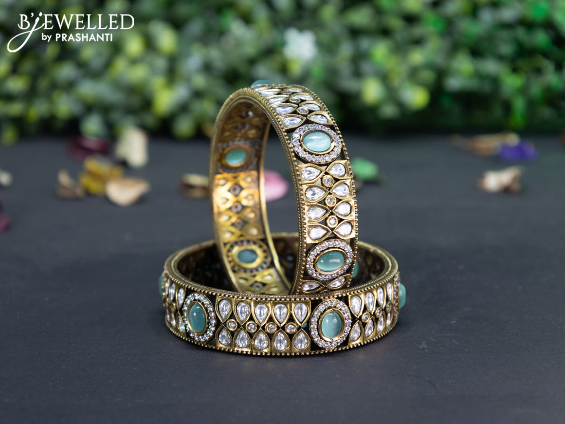 Victorian bangle with mint green and cz stones