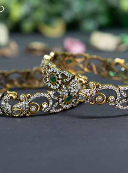 Victorian bangle with emerald and cz stones