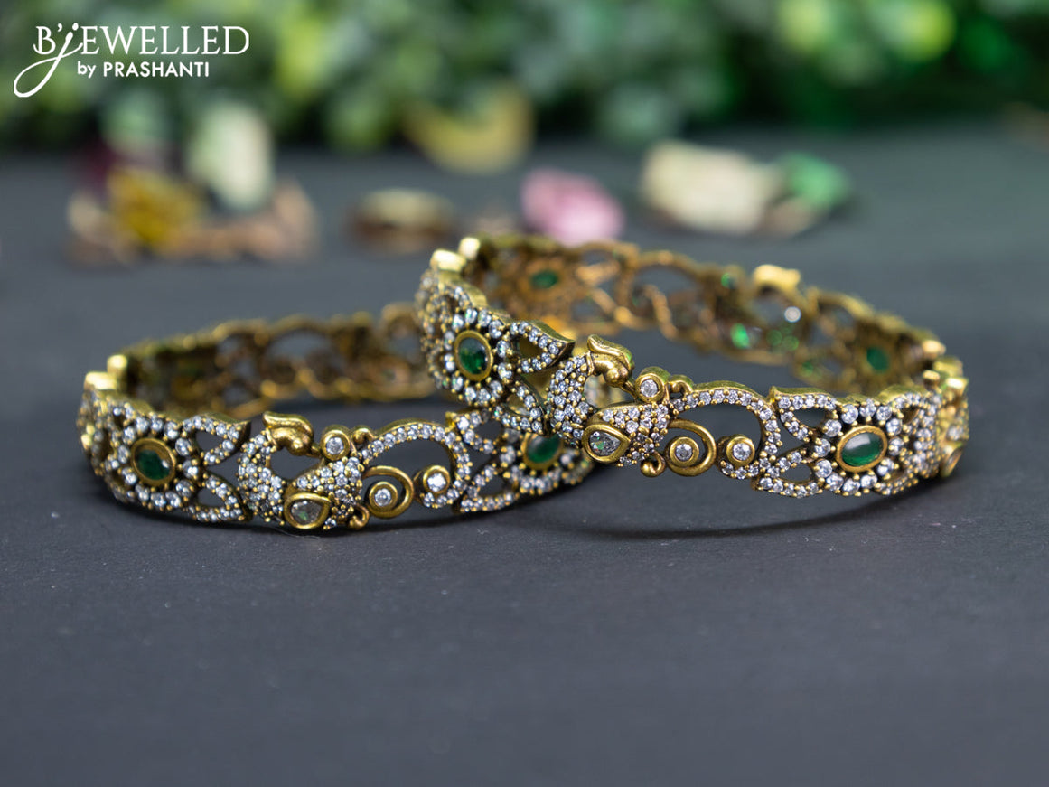 Victorian bangle with emerald and cz stones