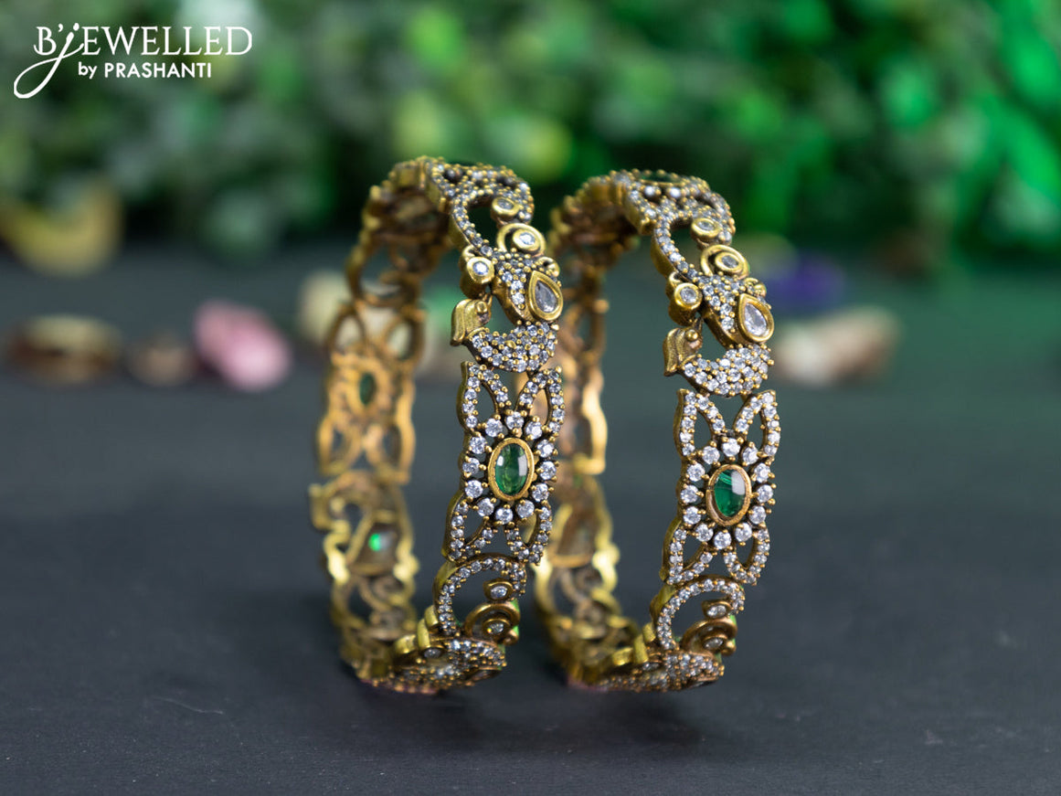 Victorian bangle with emerald and cz stones