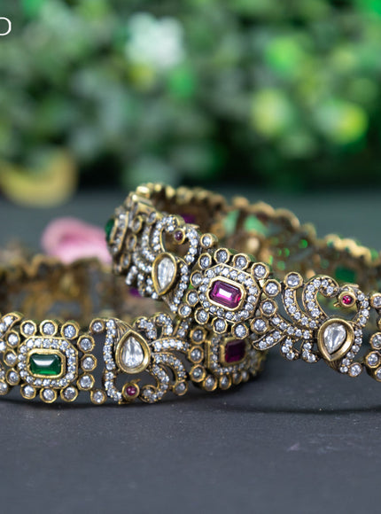 Victorian bangle peacock design with kemp and cz stones