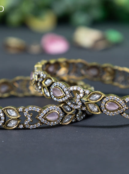 Victorian bangle with baby pink and cz stones