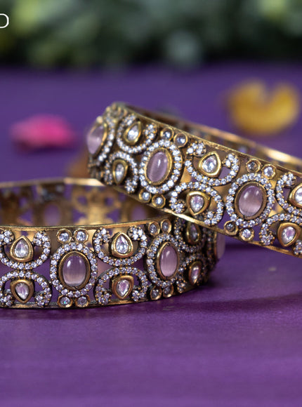 Victorian bangle with baby pink and cz stones