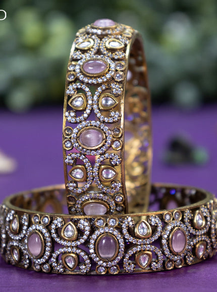 Victorian bangle with baby pink and cz stones