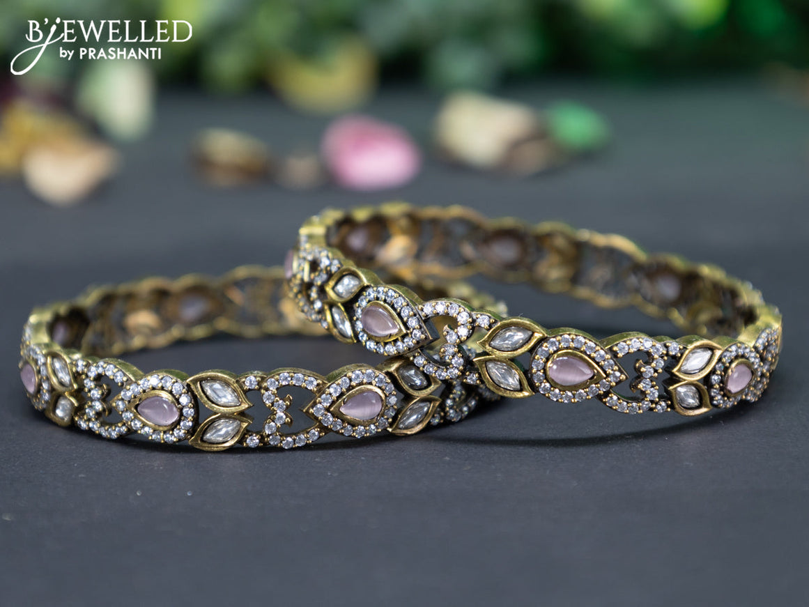 Victorian bangle with baby pink and cz stones