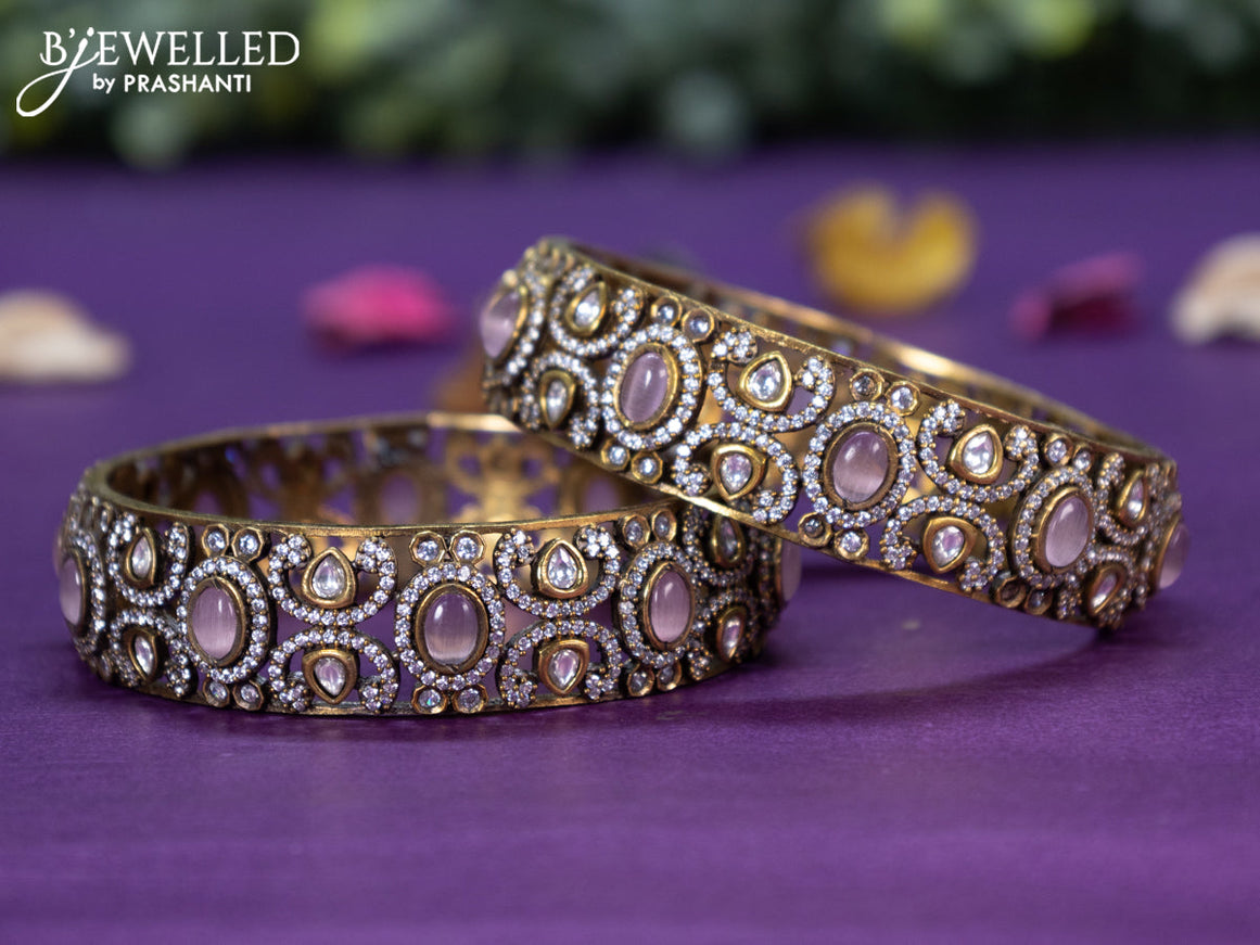 Victorian bangle with baby pink and cz stones