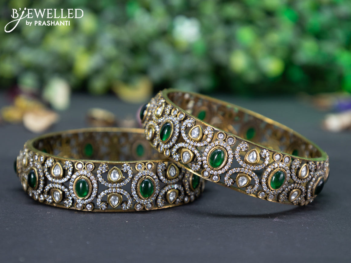 Victorian bangle with emerald and cz stones