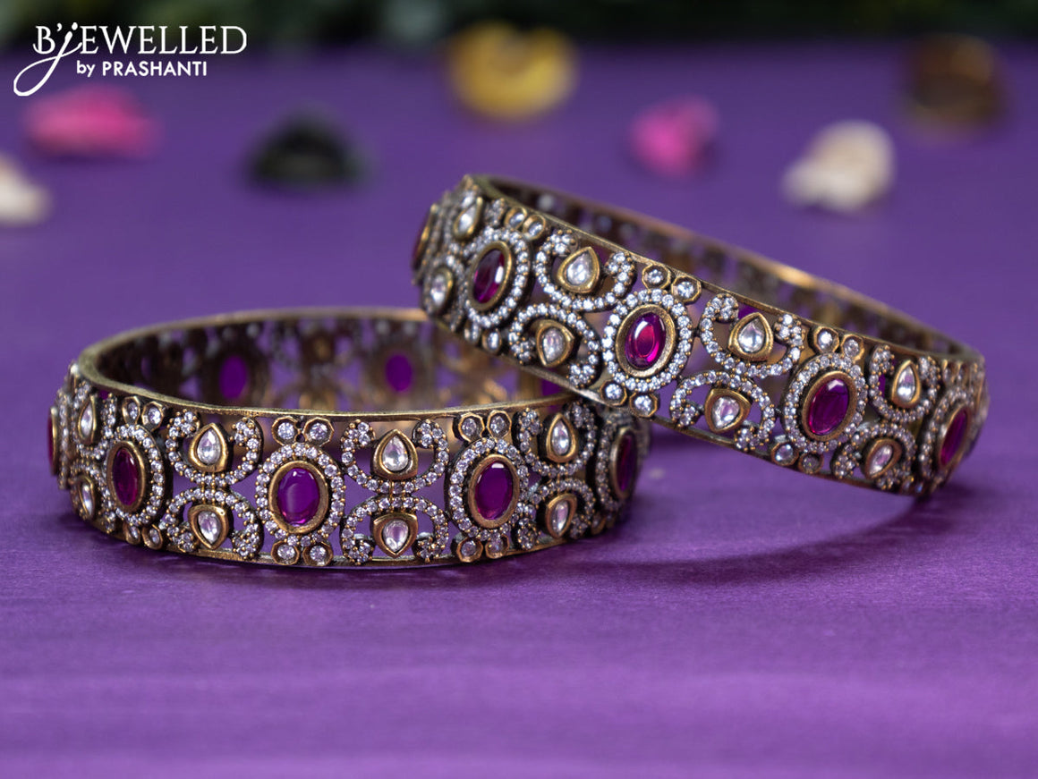 Victorian bangle with ruby and cz stones