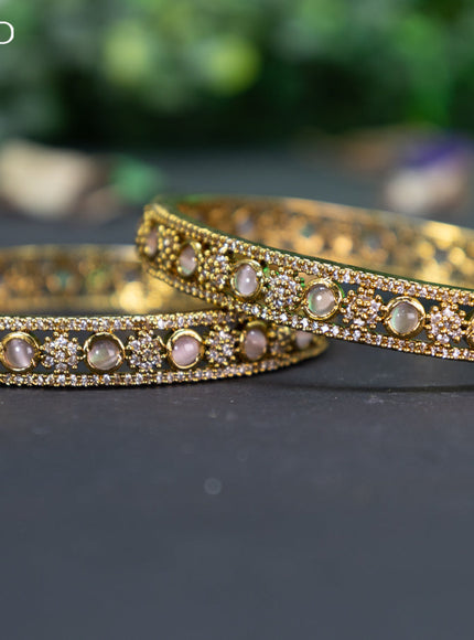 Victorian bangle with baby pink and cz stones