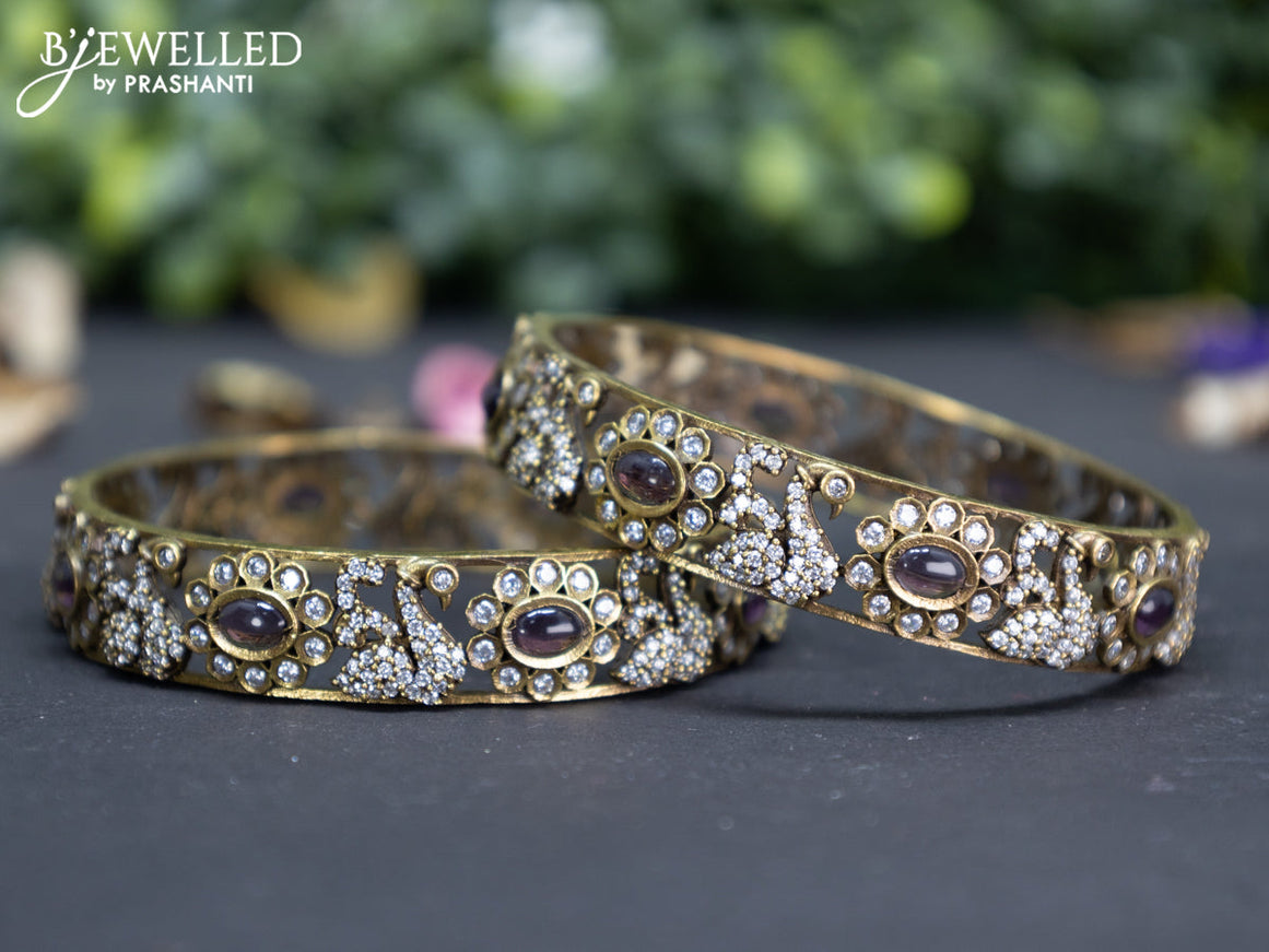 Victorian bangle swan design with violet and cz stones