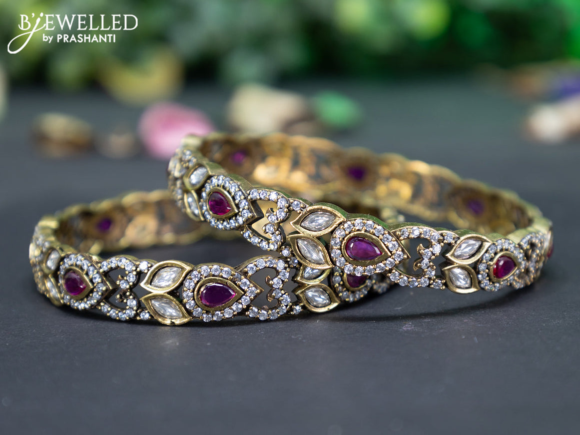 Victorian bangle with ruby and cz stones