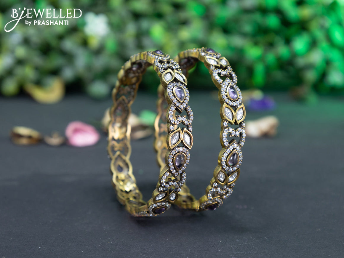 Victorian bangle with baby pink and cz stones