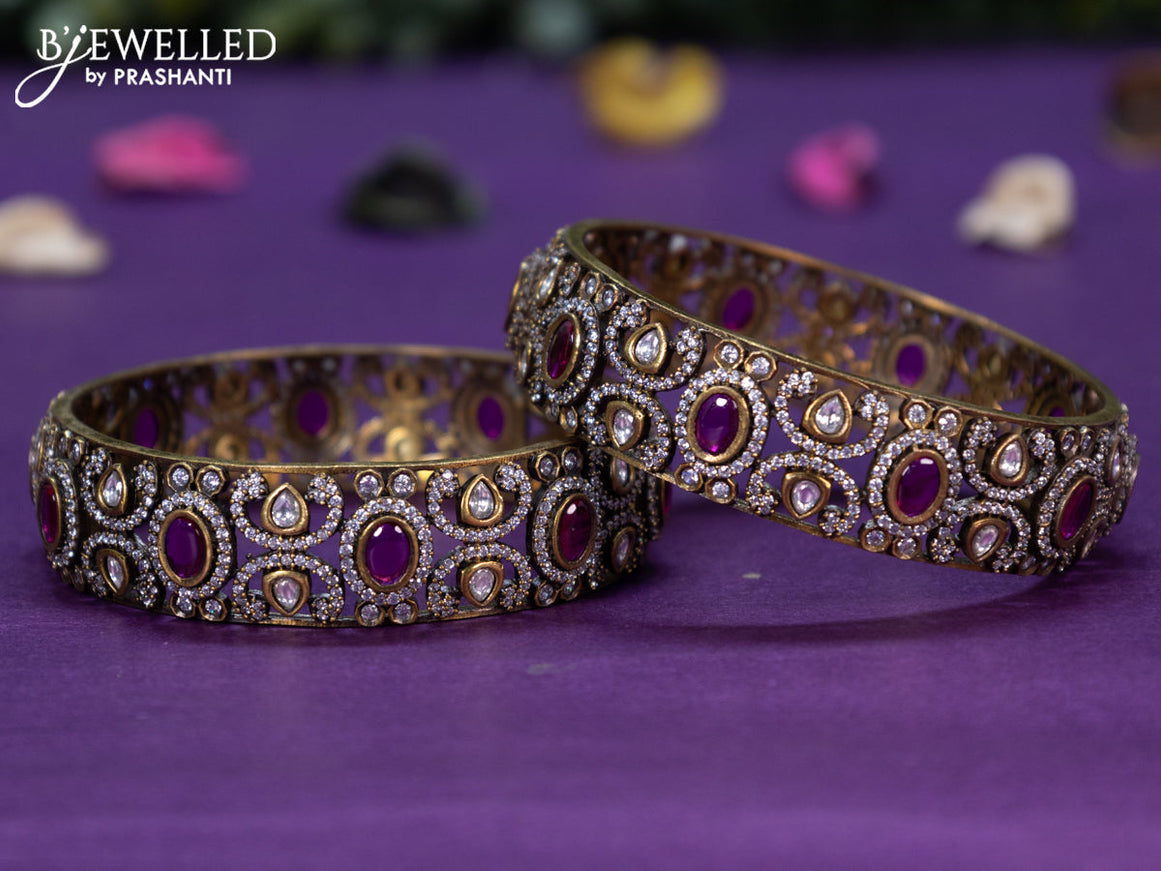 Victorian bangle with ruby and cz stones