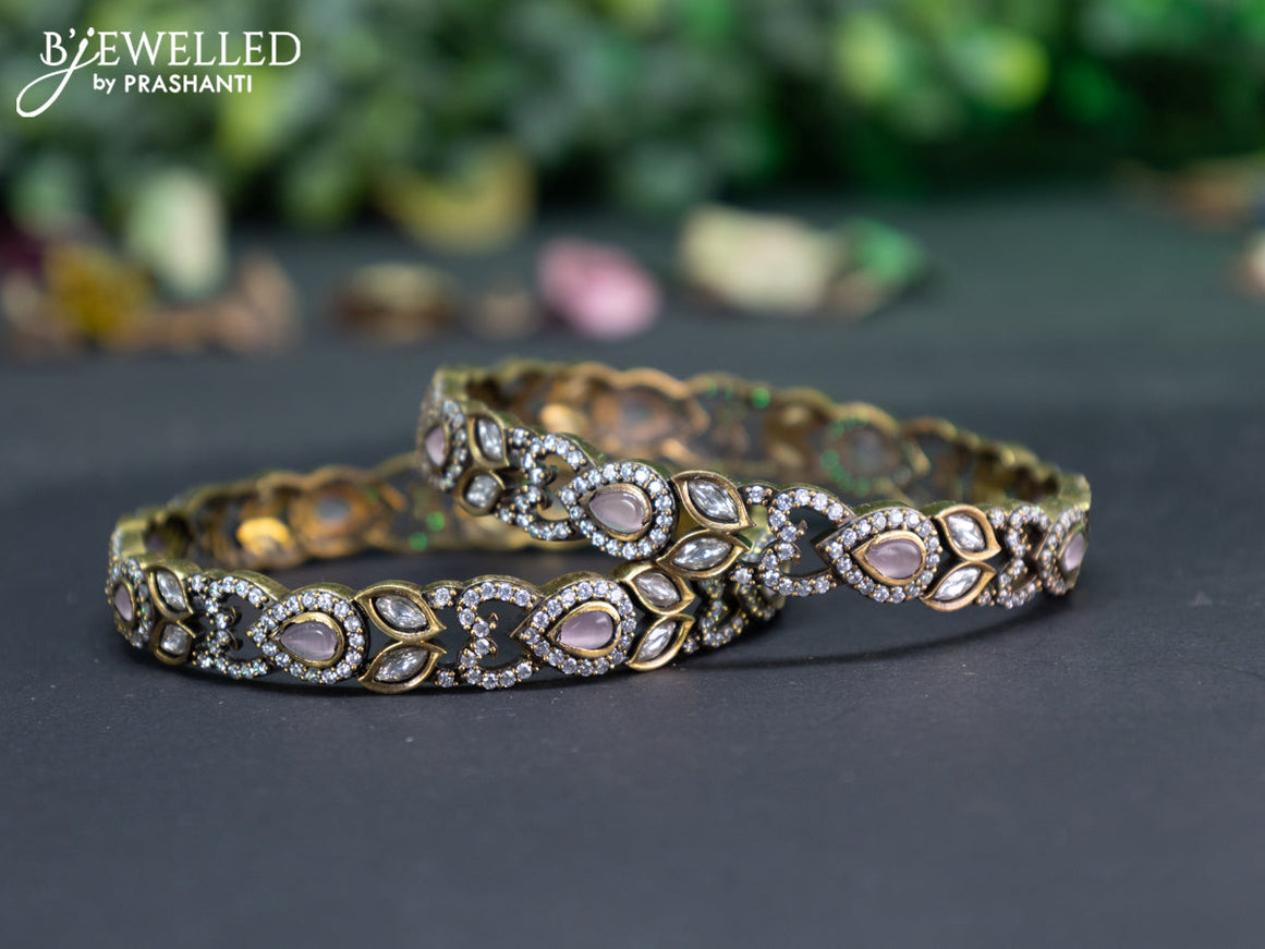 Victorian bangle with baby pink and cz stones