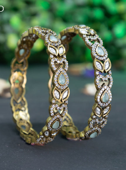 Victorian bangle with mint green and cz stones