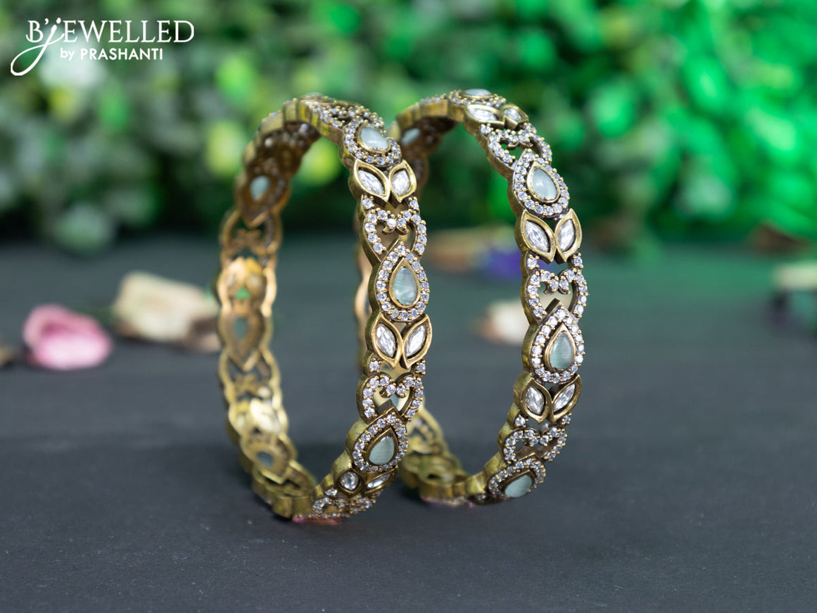 Victorian bangle with mint green and cz stones