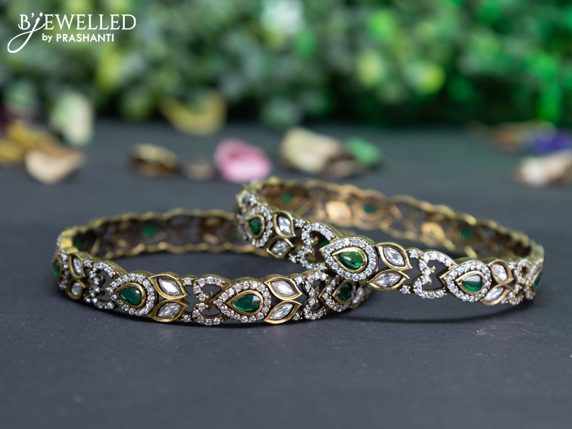 Victorian bangle with emerald and cz stones