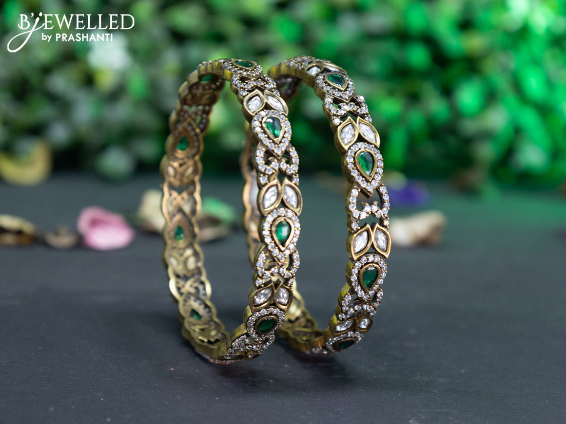 Victorian bangle with emerald and cz stones