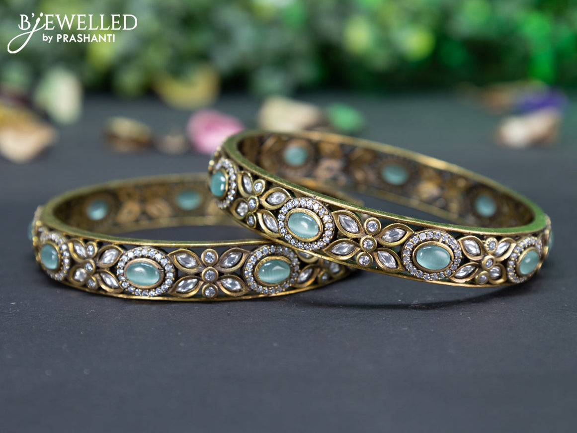 Victorian bangle with mint green and cz stones