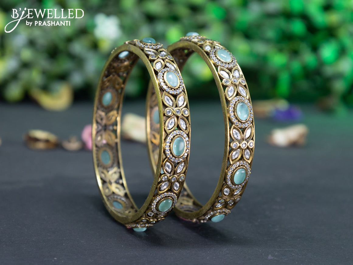 Victorian bangle with mint green and cz stones