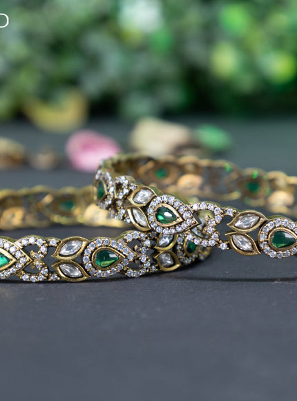 Victorian bangle with emerald and cz stones