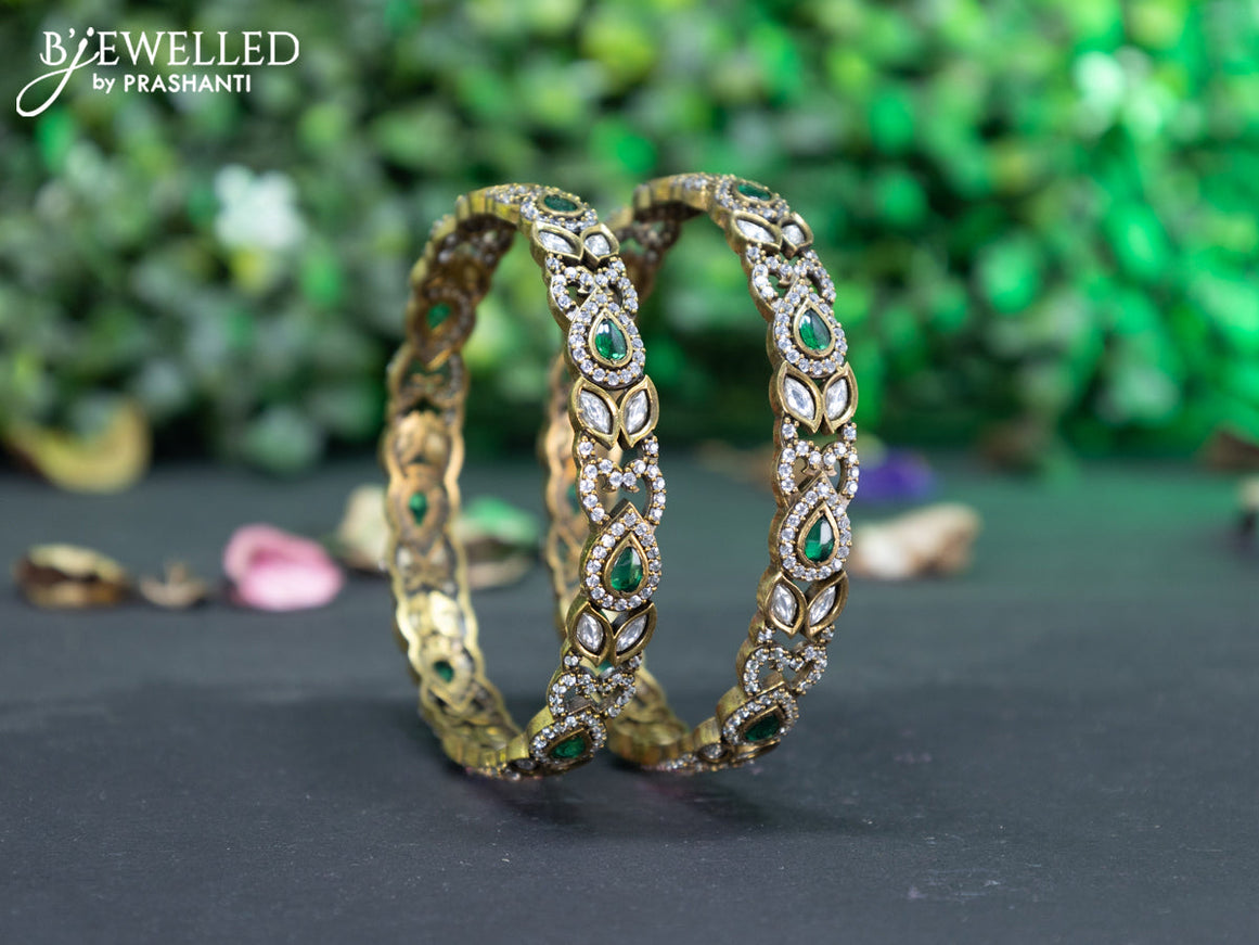 Victorian bangle with emerald and cz stones