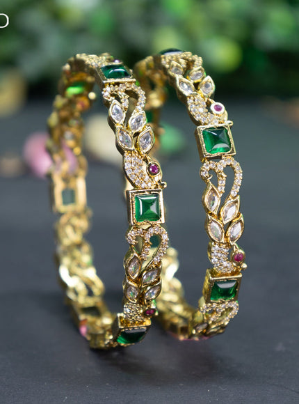 Victorian bangle peacock design with emerald and cz stones