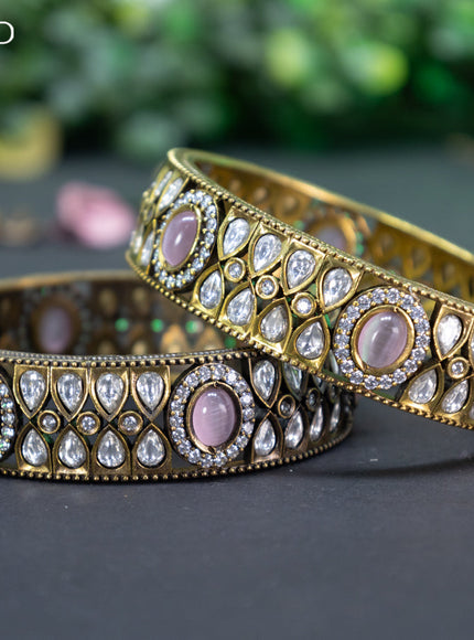 Victorian bangle with baby pink and cz stones