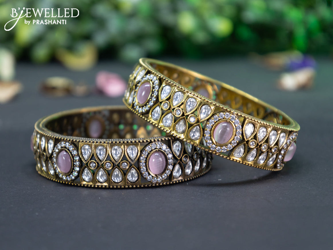 Victorian bangle with baby pink and cz stones