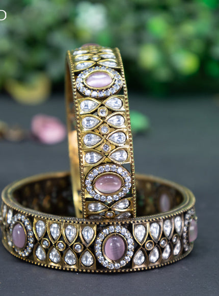 Victorian bangle with baby pink and cz stones