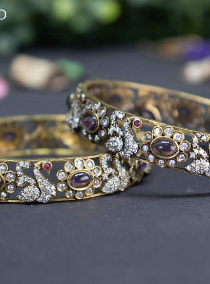 Victorian bangle swan design with violet and cz stones