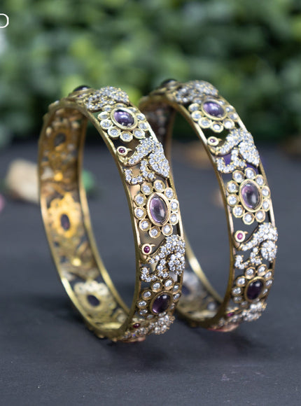 Victorian bangle swan design with violet and cz stones