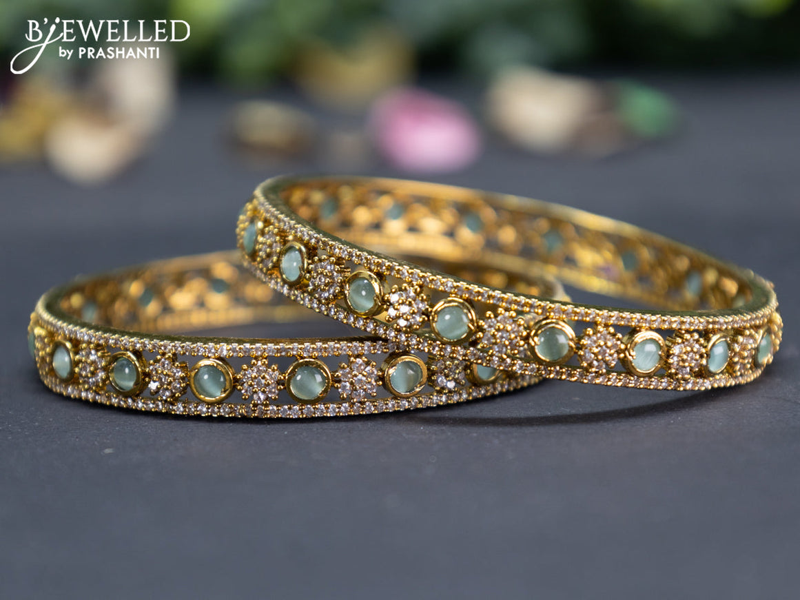 Victorian bangle with mint green and cz stones