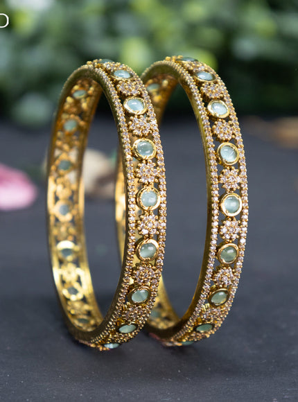 Victorian bangle with mint green and cz stones