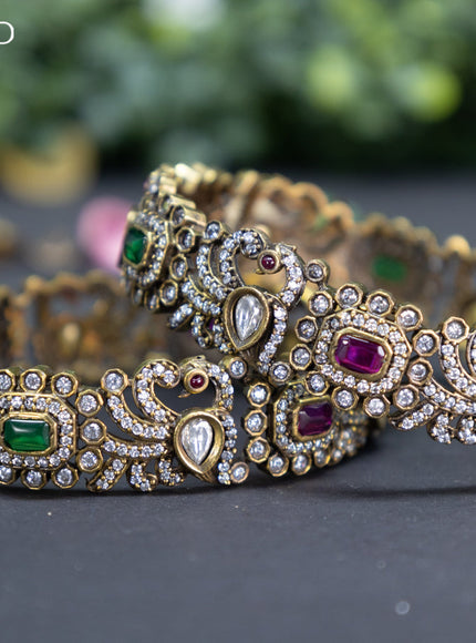 Victorian bangle peacock design with kemp and cz stones