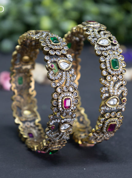 Victorian bangle peacock design with kemp and cz stones