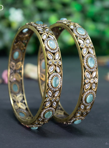 Victorian bangle with mint green and cz stones