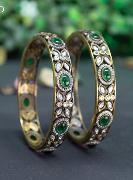 Victorian bangle with emerald and cz stones