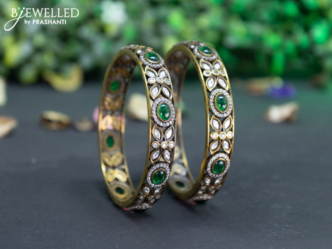 Victorian bangle with emerald and cz stones