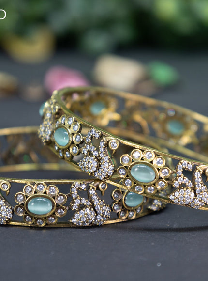 Victorian bangle swan design with mint green and cz stones