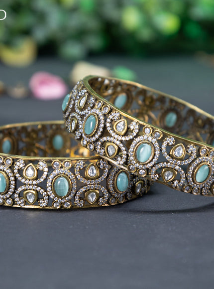 Victorian bangle with mint green and cz stones