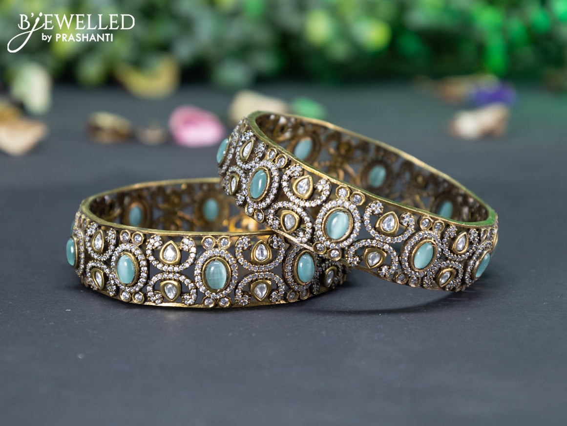 Victorian bangle with mint green and cz stones