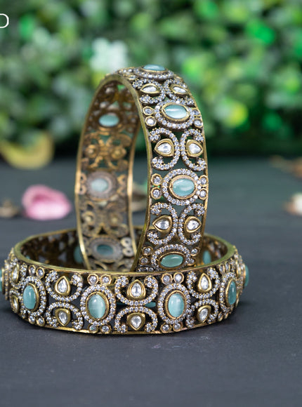 Victorian bangle with mint green and cz stones