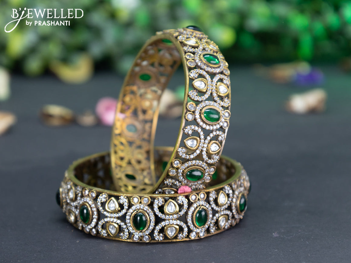 Victorian bangle with emerald and cz stones